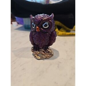 Handmade Resin Metallic Purple Owl Gold Decoration Gift 661